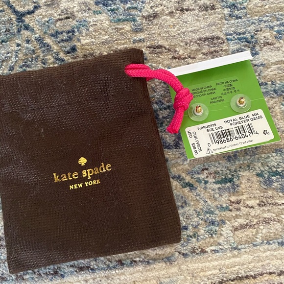 Kate Spade Blue and Gold Stud Earrings NWT - Picture 3 of 6